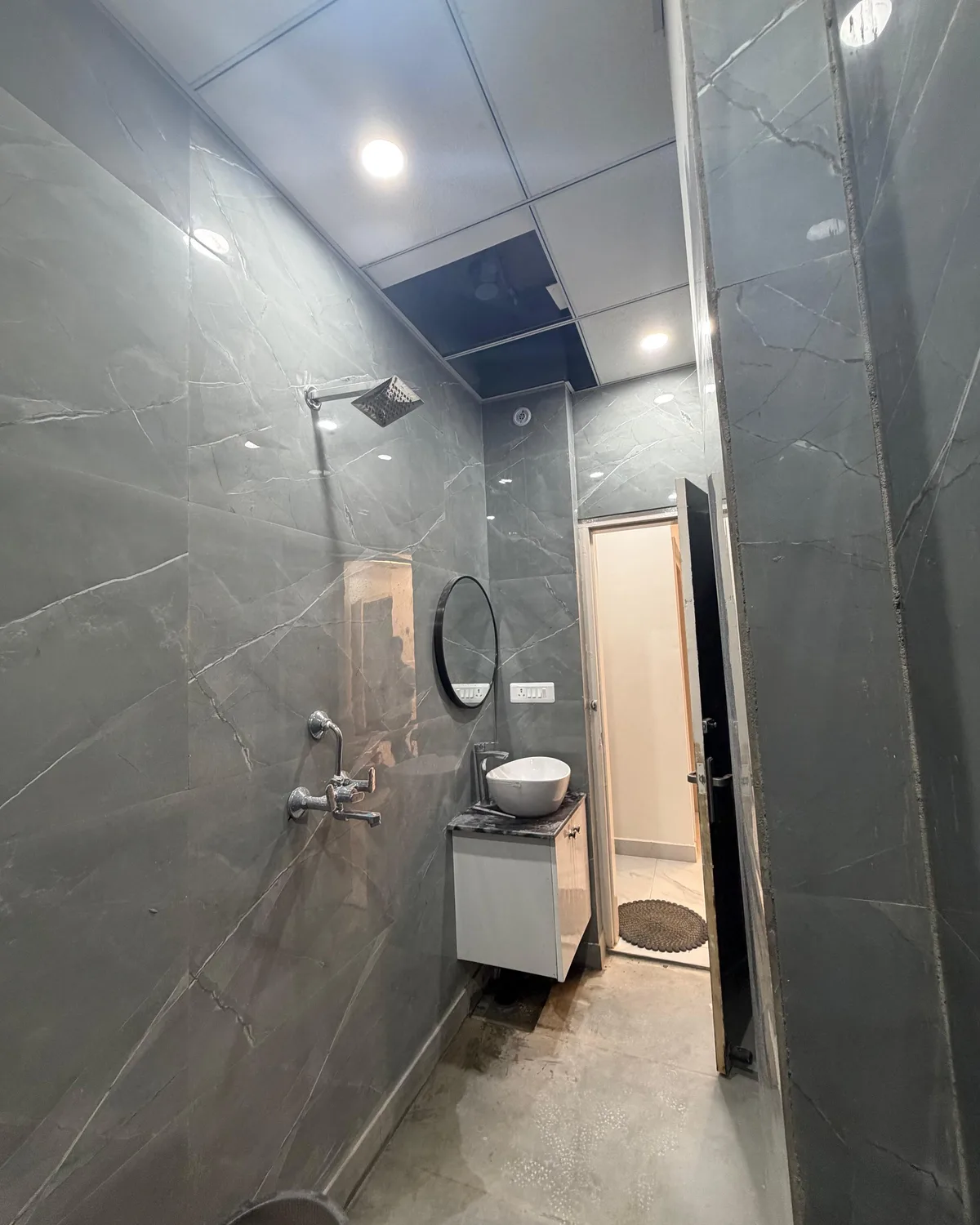 Washroom with shower and geyser